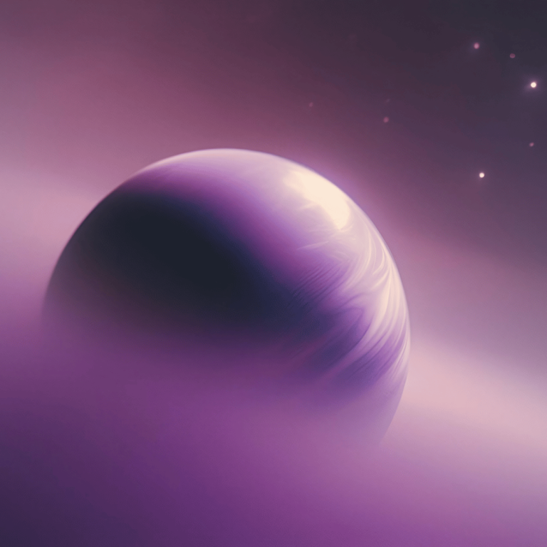 Jupiter vor einem leuchtenden Sternenhintergrund im Weltraum.
